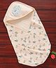 Simply Hooded Swaddle Wrapper Kitty Embroidery - Peach