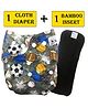 Babymoon Reusable Cloth Diaper with Diaper Inserts Football Print - Grey