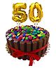 Amfin Numeric 50 Foil Balloon Cake Topper Pack of 2 - Golden