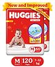 Huggies Dry Tape | Adjustable Tape Style Diapers, Medium (M) Size (7-12 Kgs), Combo Pack of 120 | Up To 2X Faster Absorption, Up To 12 Hours Overnight Absorption