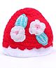 MayRa Knits Flower Design Cap - Red