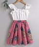Kookie Kids Cap Sleeves Top with Striped Skirt Pineapple Print - White Pink