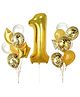 Party Propz 1st Birthday Balloon Set Golden - Pack of 16