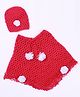 USHA ENTERPRISES Floral Design Half Sleeves Poncho With Cap - Red