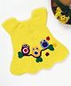 USHA ENTERPRISES Short Sleeves Owl Patch Scallop Trimmed Dress - Yellow