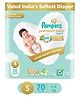 Pampers Premium Care Pants, Small size baby diapers (S), 70 Count, Softest ever Pampers pants
