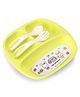 Lunch Plate with Fork &  Spoon - Green