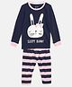 Little Marine Full Sleeves Bunny Print Night Suit - Navy Blue