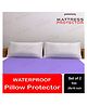 Mattress Protector Water Proof Washable Pillow Protection Covers Breathable Fabric With zipper Protect from Hair Oil and other spills 100% Cotton (28 x 18 inches) Pack Of 2 - (White)
