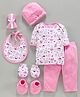 Montaly Clothing Gift Set Whale Print Pink - 9 Pieces