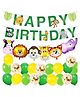 Party Propz Jungle Theme Birthday Decor Combo Yellow Green - Pack of 21 Items