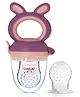 LuvLap Silicone Food/Fruit Nibbler with Extra Mesh, Soft Pacifier/Feeder, Teether for Baby, Infant, Bunny Violet & Pink