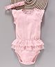 Fox Baby Short Sleeves Frock Style Onesie And Headband Dot Print - Pink