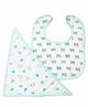 The White Cradle 100% Organic Cotton Feeding Bibs Bow & Heart Print Pack of 2 - Off White Blue