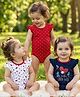 Babyoye Cotton Cap Sleeves Onesies Heart & Bug Print Pack of 3 - Red White Navy Blue
