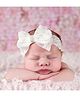 Ziory Crystal Lace Headband With Bow Motif - White