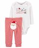 Carter's 2-Piece Christmas Onesie with Pant Set  - White Red