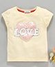 Little One Short Sleeves Top Love Sequin Patch - Cream