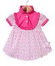 Nino Bambino Puffed Half Sleeves Flower Printed Dress - Pink