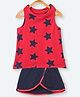 Nino Bambino 100% Organic Cotton Sleeveless Star Print Tee With Shorts - Red Blue