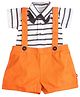 Nino Bambino 100% Organic Cotton Half Sleeves Striped Shirt With Shorts - White Orange