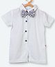 Nino Bambino 100% Organic Cotton Short Sleeves Striped Romper With Bow - White