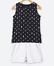 Nino Bambino 100% Organic Cotton Sleeveless Play Card Symbol Print Tee With Shorts - Black White