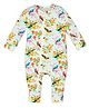Nino Bambino 100% Organic Cotton Full Sleeves Bird Print Zipper Romper - White