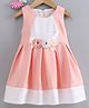 Smile Rabbit Sleeveless Frock Flower Applique - Peach