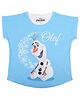 Disney By Crossroads Cap Sleeves Olaf Print Top - Blue