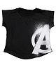 Marvel By Crossroads Cap Sleeves Avengers Logo Print Top - Black