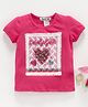 Memory Life Short Sleeves Tee Heart Embroidered Patch - Dark Pink