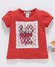 Memory Life Short Sleeves Tee Love Embroidered Patch - Red