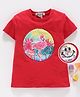 Memory Life Half Sleeves Tee 2 in 1 Design Changing Sequin Patch - Red
