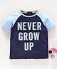 Memory Life Half Sleeves Raglan Tee Text Print - Blue