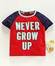 Memory Life Half Sleeves Raglan Tee Text Print - Red
