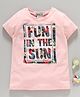 Memory Life Half Sleeves Tee Text Embroidered Patch - Pink