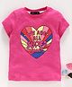 Memory Life Half Sleeves Tee Heart Print - Fuchsia