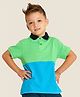 Cherry Crumble by Nitt Hyman Half Sleeves Colour Block Pattern Tee - Green & Blue