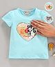 Memory Life Short Sleeves Sequin Flip Top Heart Patch - Light Blue