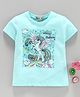 Memory Life Half Sleeves Tee Unicorn Print - Blue