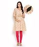 Kriti Half Sleeves Allover Print Maternity Kurta - Beige
