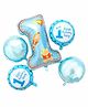 Amfin First Birthday Boy Polka Foil Balloons Blue - Pack of 5