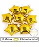 Amfin 9 Inches Star Shaped Foil Balloons with Ribbon Golden - Pack of 25