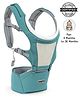 Babyhug Adore 5-in-1 Hip Seat Baby Carrier: Ergonomic, Breathable fabric, Padded straps, Foldable headrest, Secure waist belt, 5 carry positions, and storage pockets for babies up to 15 kg-Green