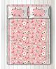 Silverlinen Floral Print Double Bedsheet with Two Pillow Cover - Pink