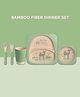 Polka Tots Eco-Friendly 5-Piece Bamboo Fiber Feeding Set For Babies, Toddlers, & Kids Includes Plate, Bowl, Glass, Spoon, Fork  Deer Design | Kids Tableware & Crockery Set