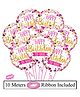 Amfin 18 Inches Birthday Foil Balloons With Ribbon Roll Pink - Pack of 10