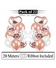 Amfin Balloons With 2 Ribbon Rolls Rose Gold - Pack of 22