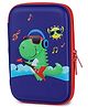 Webby Dino Printed Hard Top EVA Pencil Pouch - Royal Blue